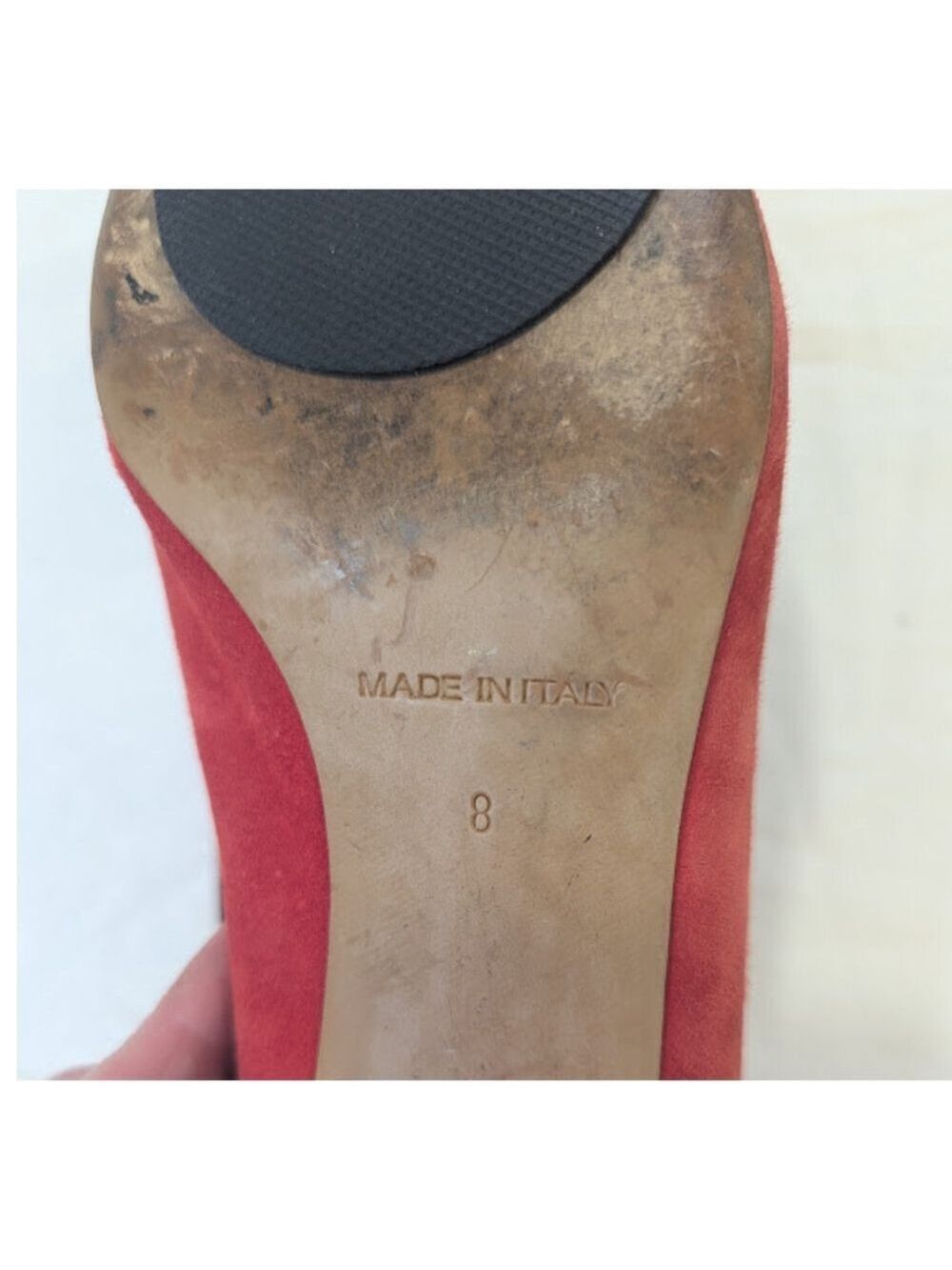 Everlane Italian Suede Day Heel • Size 8 • Soft Red Block Heel • Chic Minimalist - Picture 9 of 13